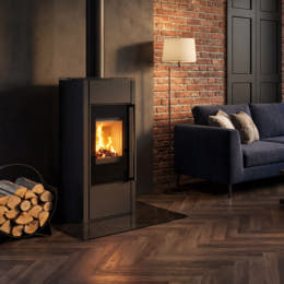 Piec wolnostojący Hati Aqua z płaszczem wodnym 10kW czarny termotec