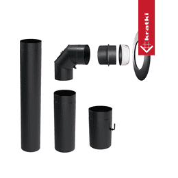 Een set stalen buizen met een diameter van 130 mm voor het aansluiten van een gietijzeren kachel