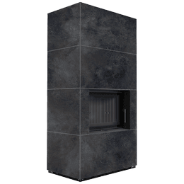 Moduļu kamīns KRATKI FLOKI BOX 8 kW Ø 160 kvarca aglomerāts OSSIDO NERO melns termotec
