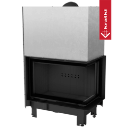 Plieninis židinys KRATKI MBM dešinysis 10 kW Ø 200 Pakeliamasis lenktas stiklas juodas thermotec