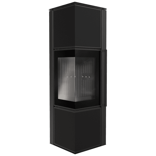 Wood burning steel stove TORA/M 8 kW Ø 150 quartz sinter Nero Assoluto black thermotec