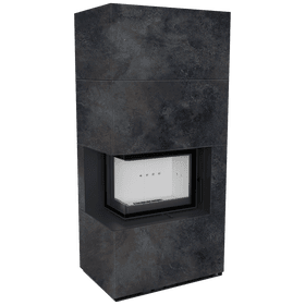 Modular fireplace FLOKI BOX left 8 kW Ø 160 quartz sinter OSSIDO NERO