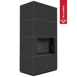 Modular fireplace KRATKI FLOKI BOX 8 kW Ø 160 quartz sinter NATURALI ARDESIA NERO A SPACCO black thermotec