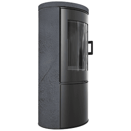 Kamineinsatz KRATKI AB S/DR ECO 5,5 kW Ø 150 Fassadenverkleidung grau Schwarze Auskleidung