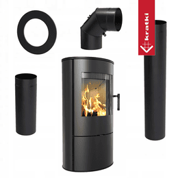 ESTUFA DE LEÑA DE ACERO KRATKI ROLLO 7 KW Ø 150 set