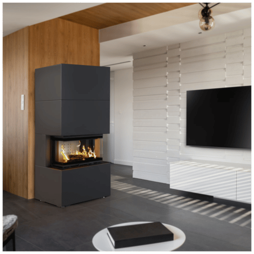 Kominek powietrzny NBC/EASY BOX 7 kW Ø 160 w zabudowie modułowej Black