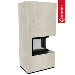 Murspis Kratki FLOKI BOX Ø 160 8 kW Höger kvartskomposit Pietra di Savoia Perla