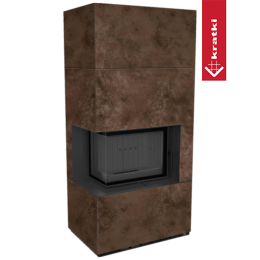 Modulární krb KRATKI FLOKI BOX levá 8 kW Ø 160 křemenný sintr OXIDE MORO černá Thermotec