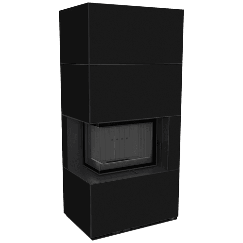 Αρθρωτό τζάκι FLOKI BOX αριστερά 8 kW Ø 160 χαλαζιακό πυροσυσσωματωμένο NERO ASSOLUTO μαύρο thermotec