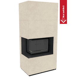 Kaminbausatz KRATKI FLOKI BOX links 8 kW Ø 160 Quarzsinter FOKOS SALE schwarz Verkleidung