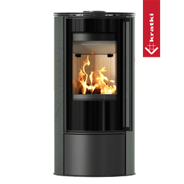 Wood burning steel stove KRATKI ERIK Ø 150 5,5 kW decorative ceramics SERPENTINO