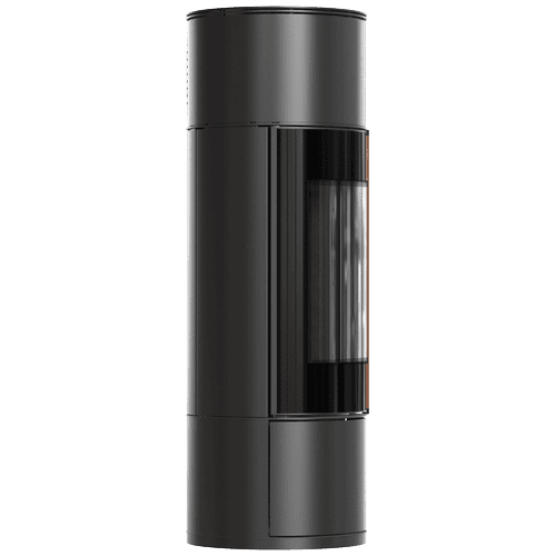 Kaminofen aus Stahl KRATKI AMBLER Ø150 7 kW schwarz Verkleidung griff Jatobaholz
