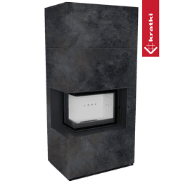 Modulær peis GRATKI FLOKI BOX venstre 8 kW Ø 160 kvarts sinter OSSIDO NERO