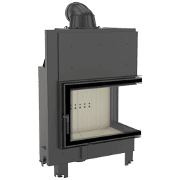 Kamineinsatz aus Stahl KRATKI MBA rechts 17 kW Ø 200 gebogenes Glas