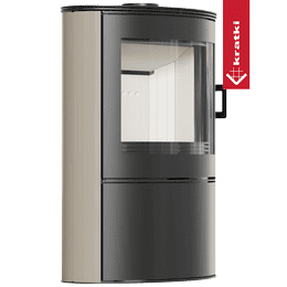 Poêle à bois en faïence KRATKI AB S/2 Ø 150 10 kW crème porte à fermeture automatique