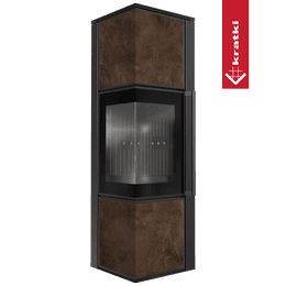 Wood burning steel stove KRATKI TORA/M 8 kW Ø 150 quartz sinter OXIDE MORO black thermotec self closing door