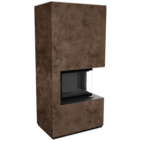 Modular fireplace FLOKI BOX right 8 kW Ø 160 quartz sinter OXIDE MORO black thermotec