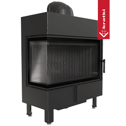 Steel fireplace KRATKI LUCY left 14 kW Ø 200 black thermotec