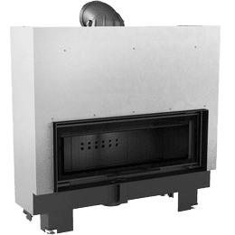 Kamineinsatz aus Stahl KRATKI MB100 14 kW Ø 200 mit Schiebetür schwarz Verkleidung