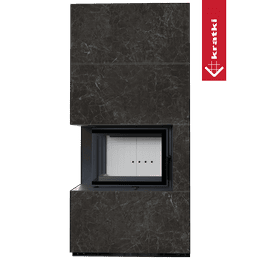 Murspis Kratki FLOKI BOX Ø 160 8 kW Vänster kvartskomposit Nero Greco