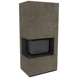 Moduļu kamīns KRATKI FLOKI BOX kreisais 8 kW Ø 160 kvarca aglomerāts FOKOS PIOKRATKI MBO melns termotec