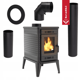 Wood burning cast iron stove KRATKI K10 Ø 150 10 kW with accessories