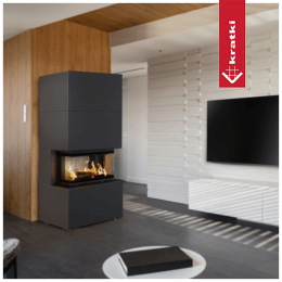 Kominek powietrzny NBC/EASY BOX 7 kW Ø 160 w zabudowie modułowej Black