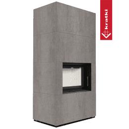 Kaminbausatz KRATKI FLOKI BOX 8 kW Ø 160 Quarzsinter NATURALI PIETRA DI SAVOIA GRIGIA BOCCIARDATA