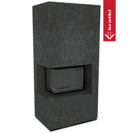 Modulaarinen takka KRATKI FLOKI BOX vasen 8 kW Ø 160 kvartsi sintraus OXIDE NERO musta termotec