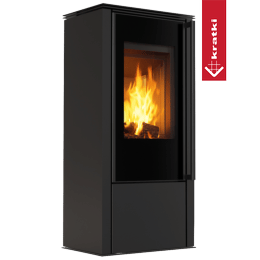 Houtgestookte stalen kachel KRATKI HATI Ø 150 5,5 kW zwart thermotec