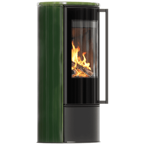 ERIK Ø 150 teräsliesi 5,5 kW vihreä laatta, musta laattakansi Termotec sulkumekanismilla