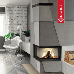 ατσάλινο ενεργειακό τζάκι KRATKI MBO αριστερά 15 kW Ø 200 Lift-up