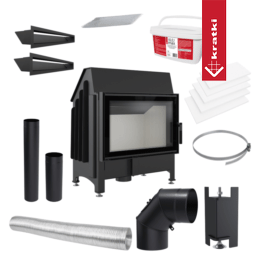 Steel fireplace KRATKI ZIBI DECO 11 kW Ø 180 installation kit