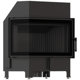 Kamineinsatz KRATKI ZIBI ECO 9,9 kW Ø 180 Eck links, selbstschließende Tür, schwarze Verkleidung