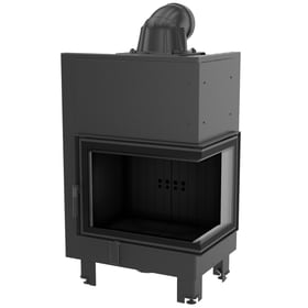 Steel fireplace MBZ right 13 kW Ø 200 Bent glass black thermotec