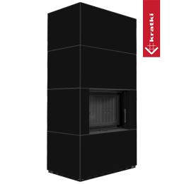 Modulaarinen takka KRATKI FLOKI BOX 8 kW Ø 160 kvartsi sintraus NERO ASSOLUTO musta termotec