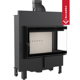Steel fireplace KRATKI LUCY SLIM right 10 kW Ø 160 self closing door