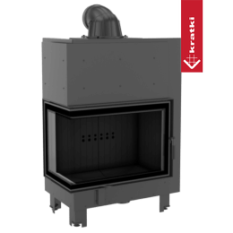 Čelični kamin KRATKI MBA lijevo 17 kW Ø 200 savijeno staklo crni thermotec
