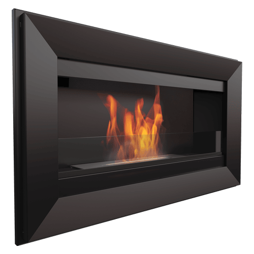 Wall mounted Bioethanol fireplace CHARLIE TÜV black with glazing