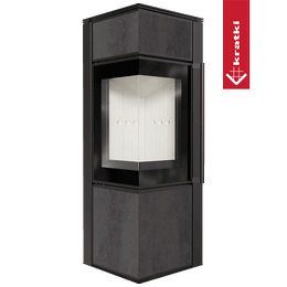 Poêle à bois en acier KRATKI TORA/S 8 kW Ø 150 quartz fritté NATURALI PIETRA DI SAVOIA ANTRANCITE BOCCIARDATA porte à fermeture automatique