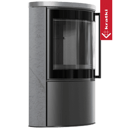 Stalowy piec wolnostojący BJORN Ø 150 7kW ozdobna ceramika akumulacyjna GREY SATIN pokrywa ceramiczna; czarny termotec