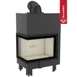 Kamineinsatz aus Stahl KRATKI MBZ links 13 kW Ø 200 gebogenes Glas