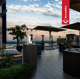 Estufa de Gas Exterior Patio Slim acero negro control manual 8,2 kW