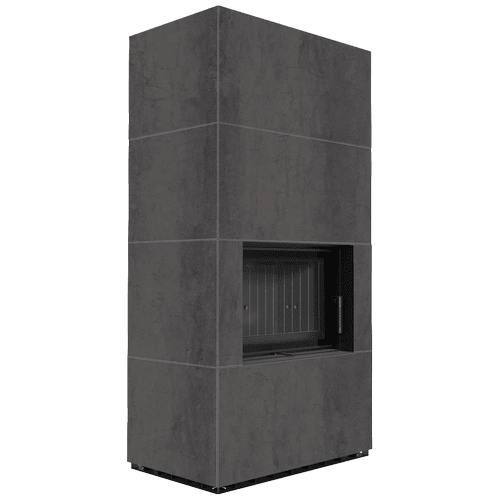 Cheminée modulaire FLOKI BOX 8 kW Ø 160 Quartz fritté NATURALI PIETRA DI SAVOIA ANTRANCITE BOCCIARDATA thermotec noir