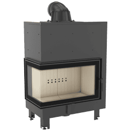 Kamineinsatz aus Stahl KRATKI MBO links 15 kW Ø 200 gebogenes Glas