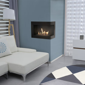 Wall mounted Bioethanol fireplace DELTA 600 TÜV right-sided