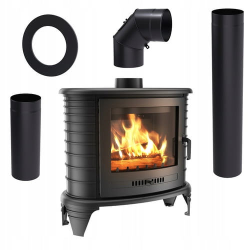 Wood burning cast iron stove K8 Ø 130 9 kW with accessories