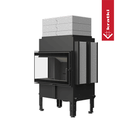 Heat-retaining fireplace KRATKI NORRA  left 9.9 kW Ø 200 black lining, with side accumulation and 3 layers of upper accumulation
