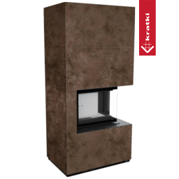 Modulárny krb KRATKI FLOKI BOX pravý 8 kW Ø 160 kremenný sintr OXIDE MORO