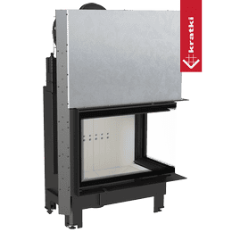 Steel fireplace KRATKI MBA right 17 kW Ø 200 Lift-up Bent glass